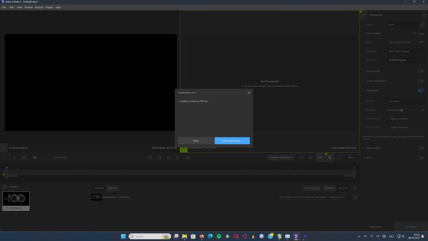 TVAI Stabilization Error