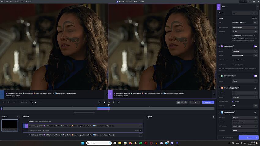 TVAI Alpha Error Preview choosing
