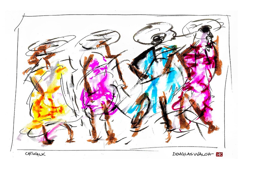 Catwalk, Watercolor, Ink
