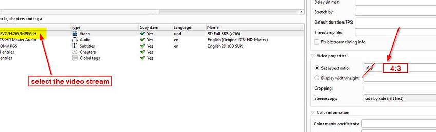 mkvtoolnix aspect ratio set