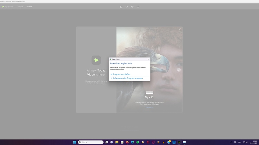 Topaz Video crashing