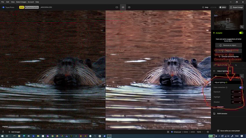 Adjust lighting Fehler