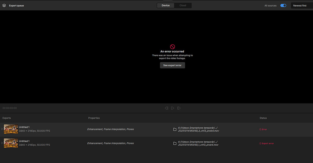 Export / Error - Bugs and Issues - Topaz Community
