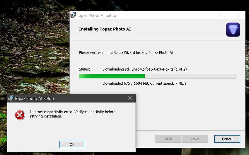 Topaz PhotoAI 2.1.0 Install Error