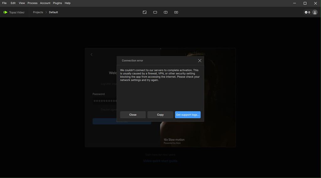 Connection Error - Bugs and Issues - Topaz Community