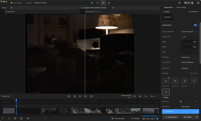 Screenshot Tape01 Topaz Video GUI