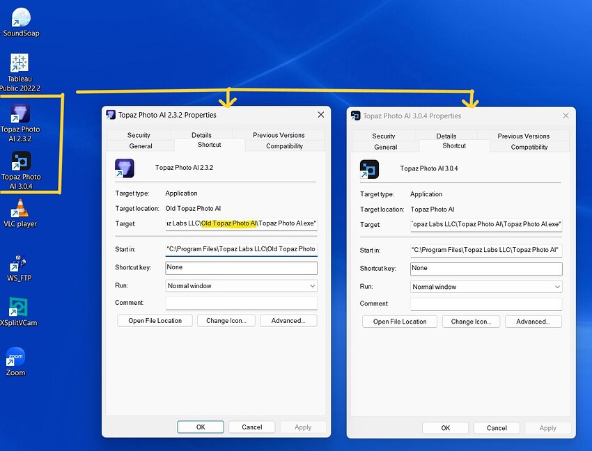 Installing 2 versions of Topaz_PAI on PC Win11