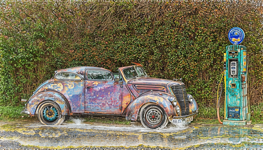 New-1ab-halftone-gigapixel-redefine-6500-1080h-A car parked at a petrol pump
