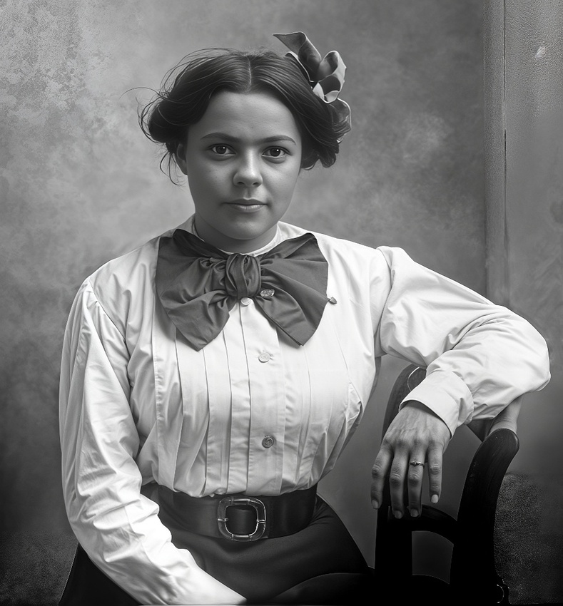 002 Lady with a Bow-Black and White-LQ
