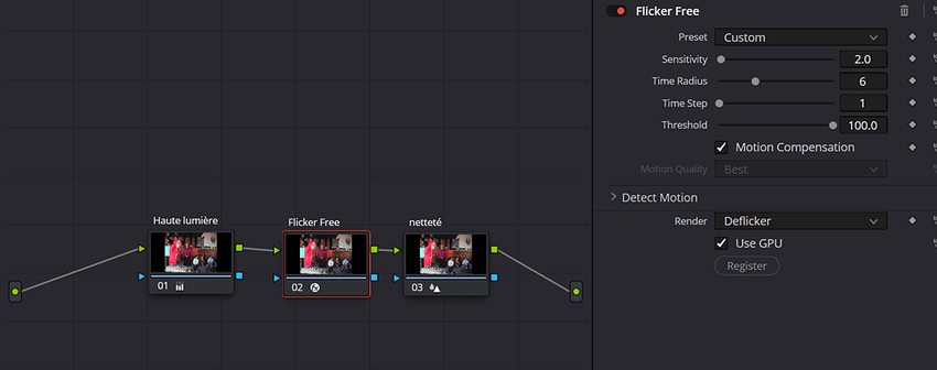 réglage flicker