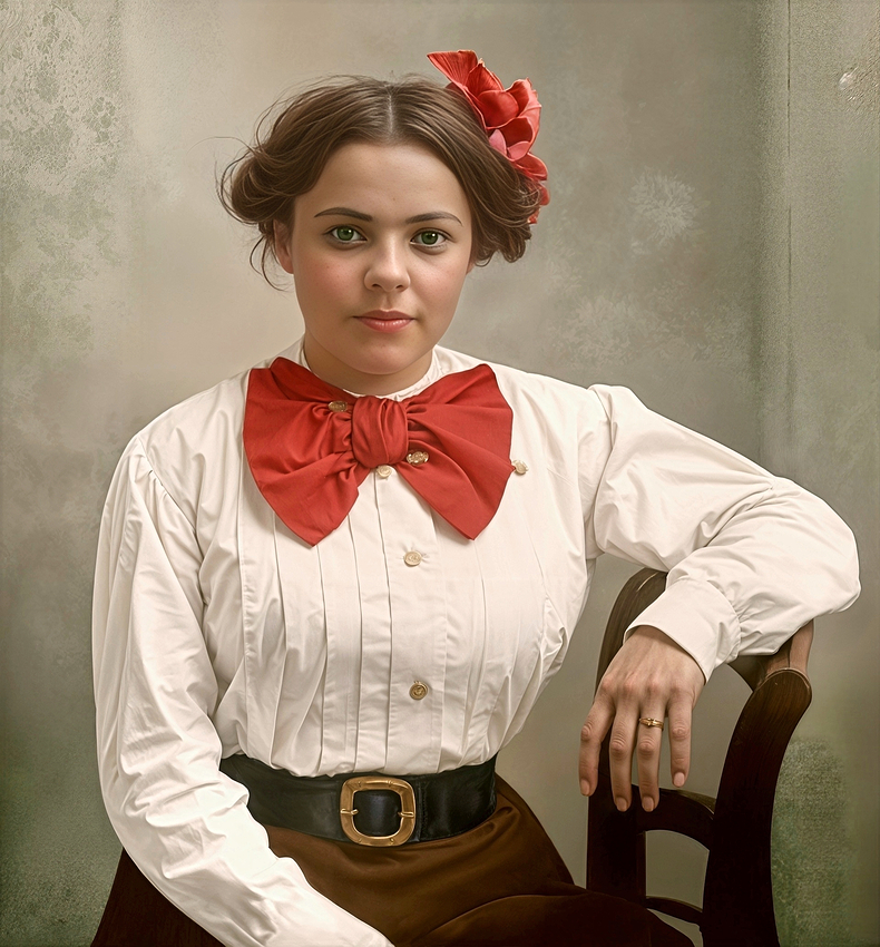 009 Lady with a Bow-Colorization-Offline -LQ-topaz-lighting