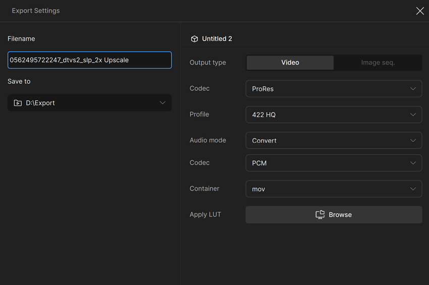 Export Settings