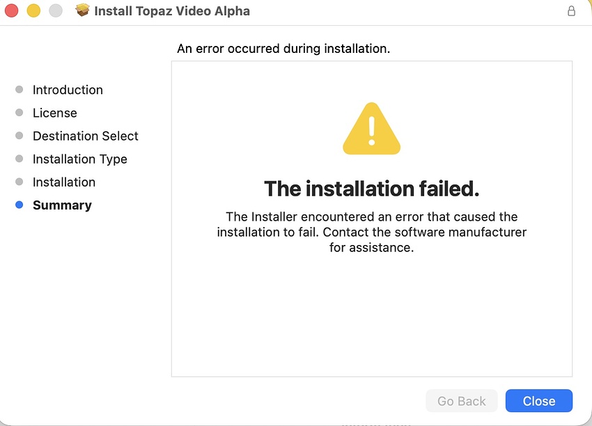 Installation failed