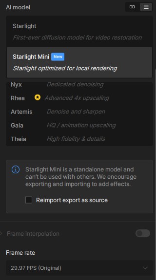 After changing frame rate in AVC