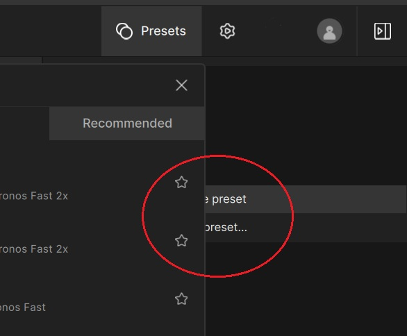 preset UX error